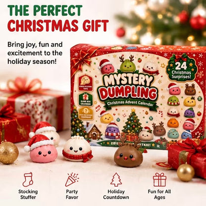 24 Days Dumpling Squishy Christmas Advent Calendar 2026 - Cute Mystery Dumpling Toys Blind Box Stress Relief Fidget Stocking Stuffers